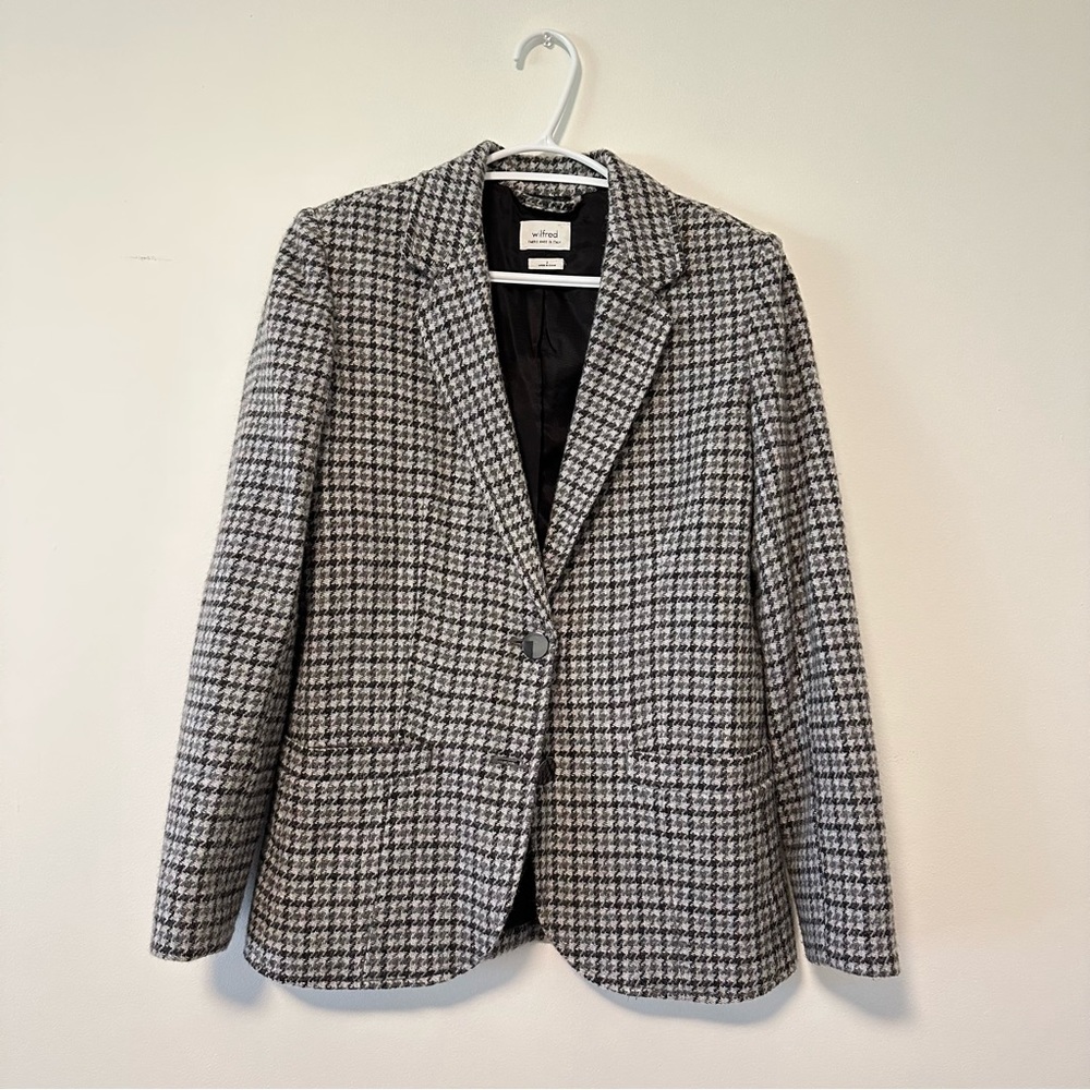 Aritzia Wilfred Wool blend houndstooth Darmon blazer jacket size 2